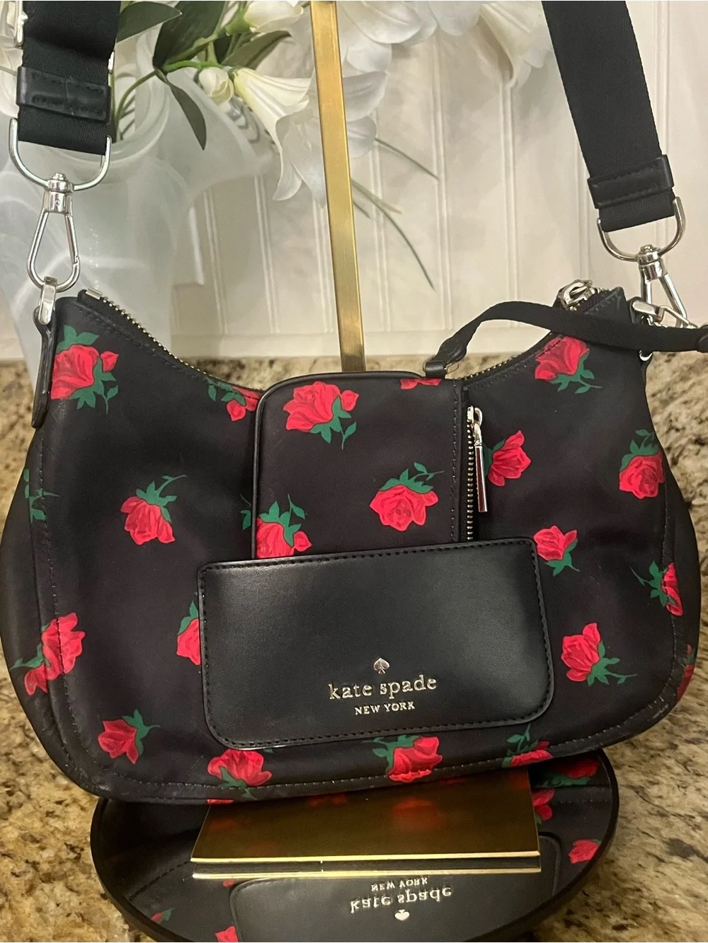 EUC Kate Spade nylon Chelsea Rose Crossbody Bag & Coin Purse